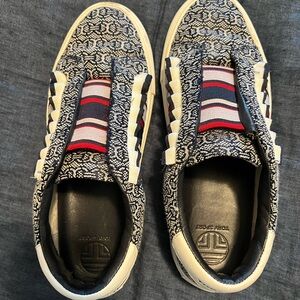 Tory Burch Blue and White Sneakers Slip-On Comfort
